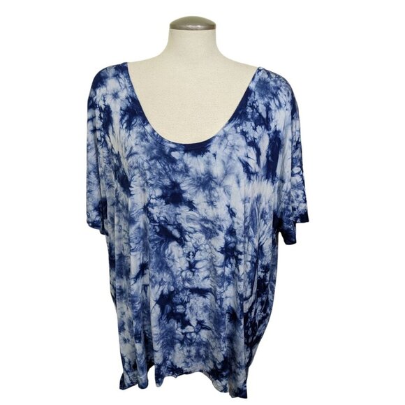 Old Navy Womens Plus XXL T Shirt Large Blue Tie Dye Short Sleeve Tee Casual Top - Picture 1 of 5